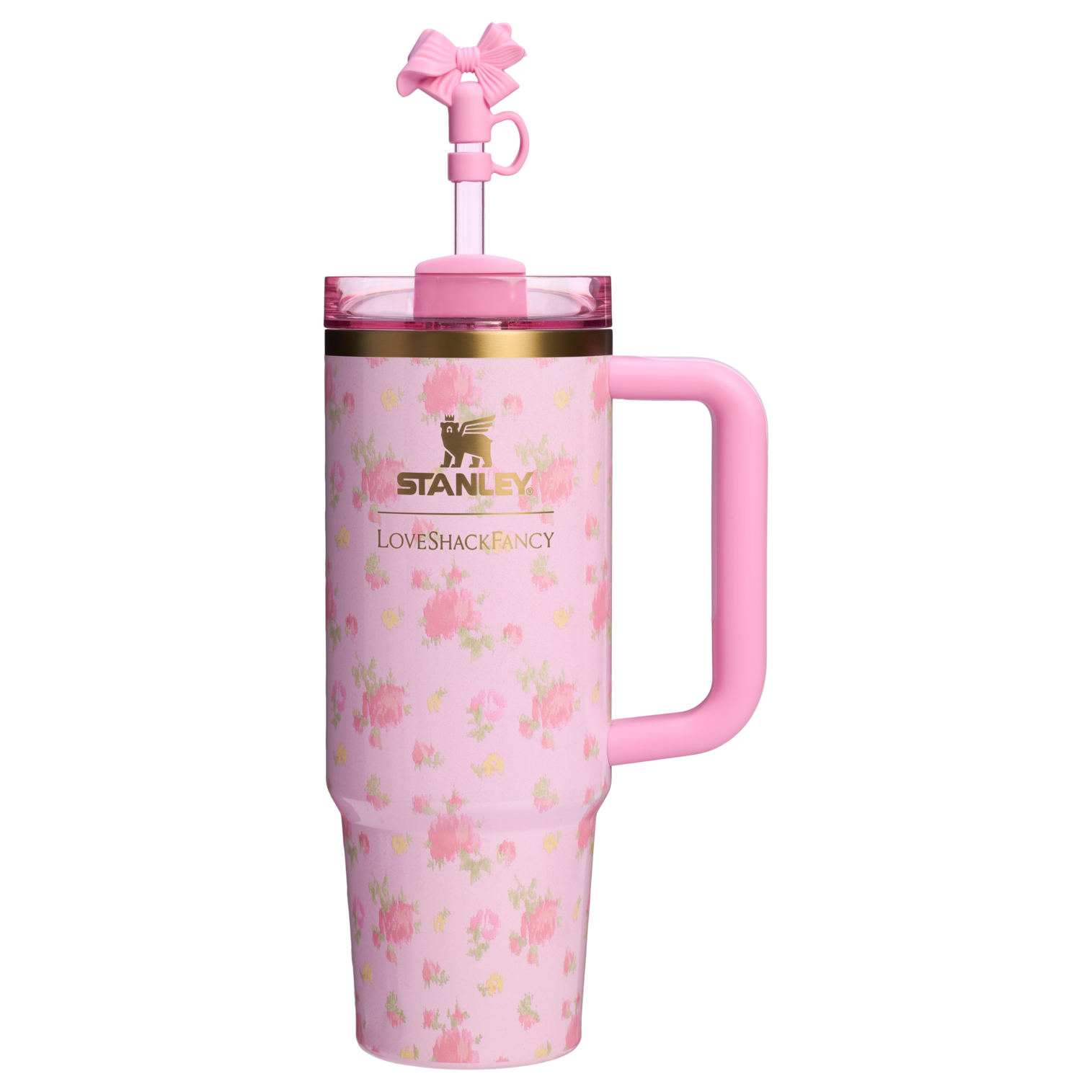 Stanley LoveShackFan 30 OZ Quencher Flowstate Stainless Steel Tumbler Cup in Ibiza Sunset Pink