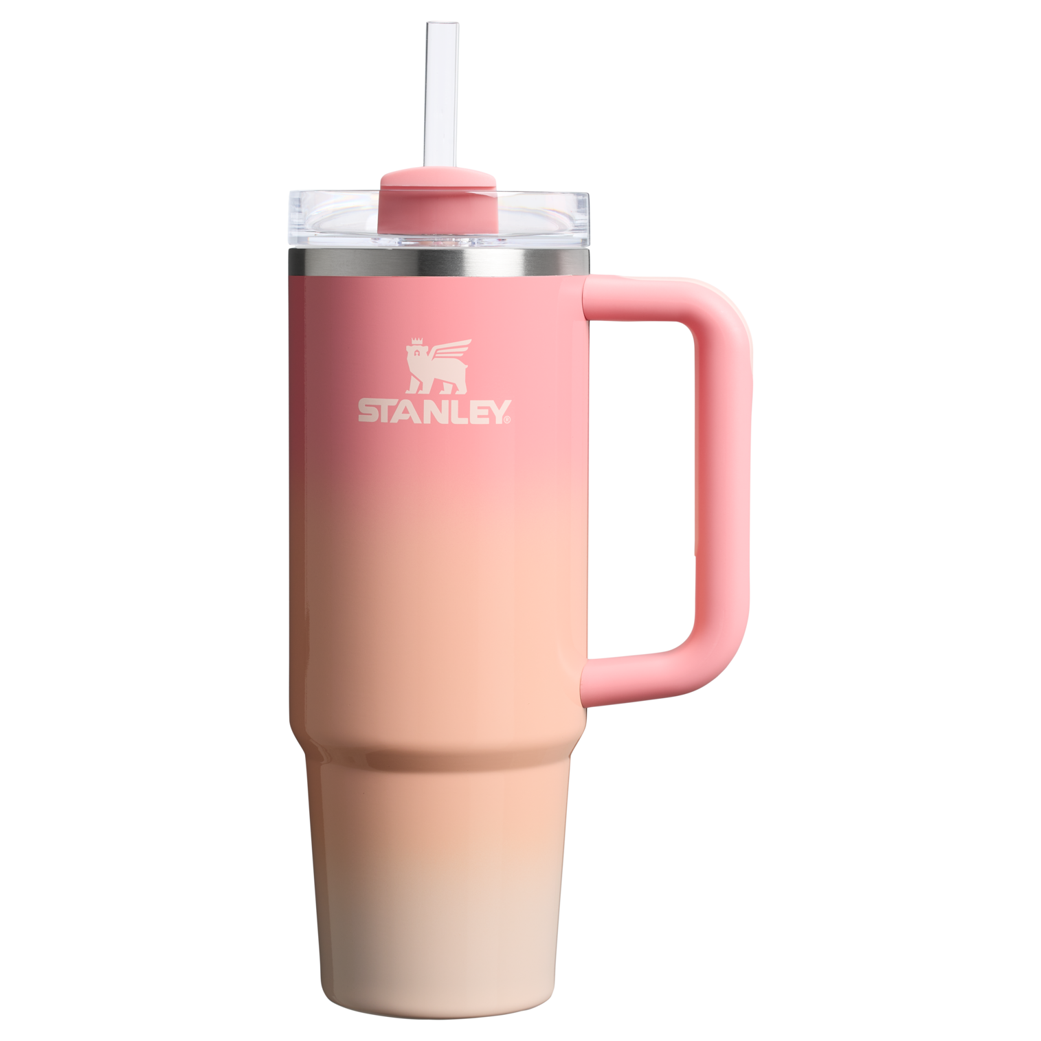 Stanley 40 OZ Quencher FlowState Stainless Steel Tumbler With Straw And Handle In Pink Mesa Sunset