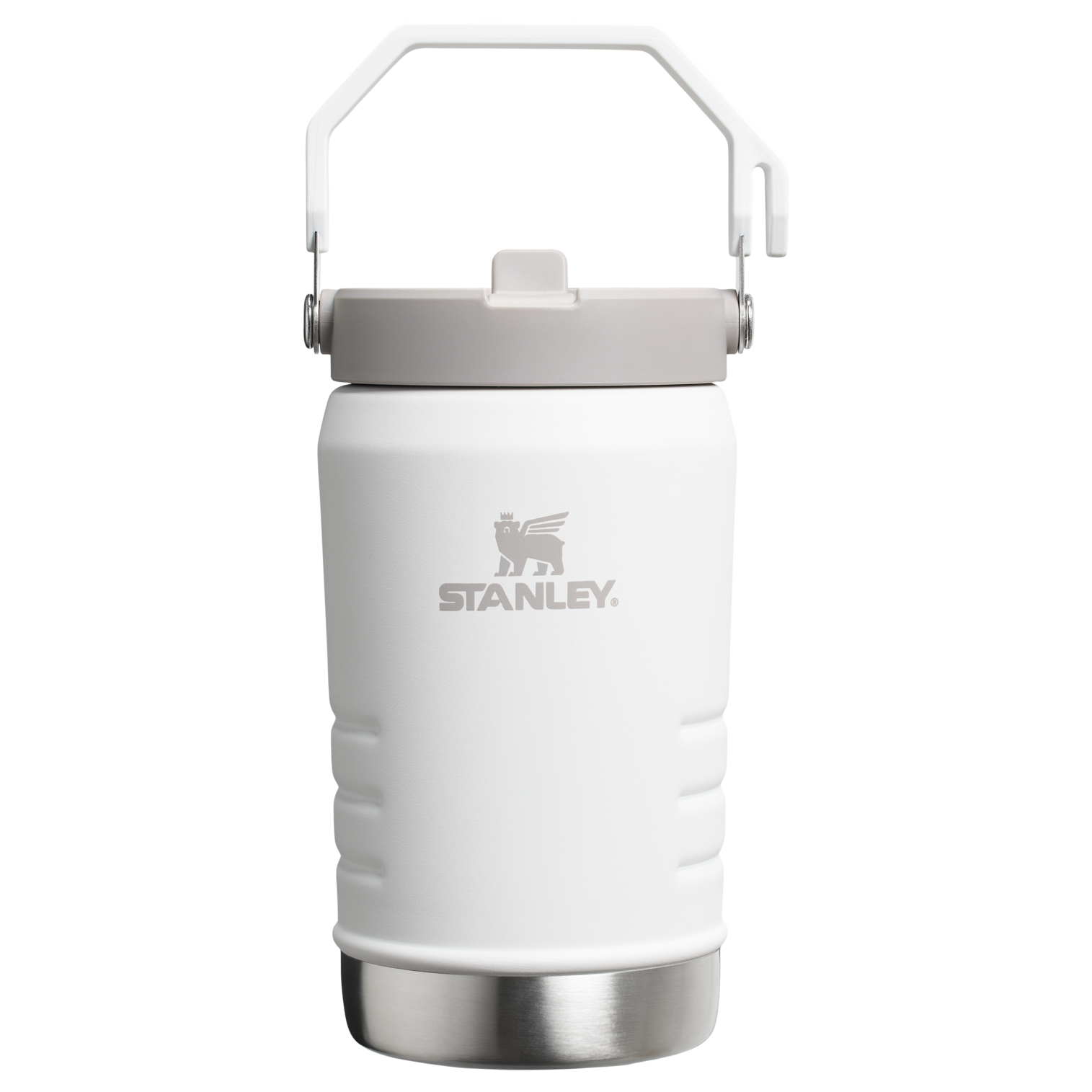 Stanley 64 OZ IceFlow Flip Straw Stainless Steel Water Bottle Tumbler In Frost White