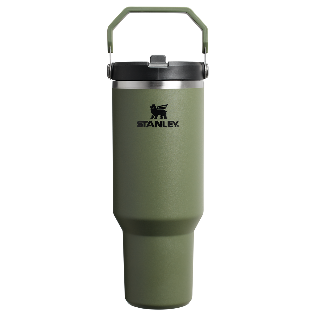 Stanley 40 OZ Ice Flow Flip Straw Insulated Tumbler In Dried Pine Green