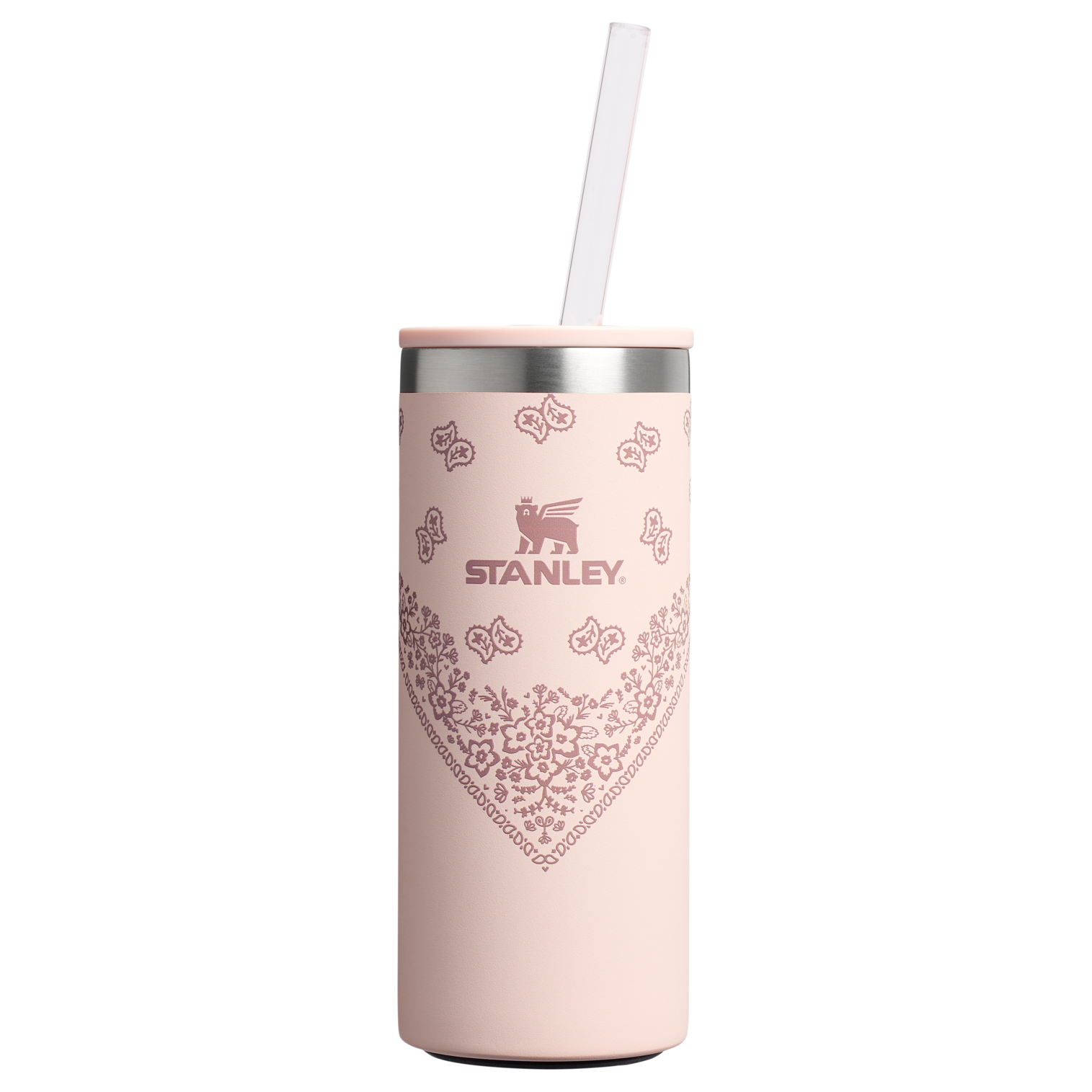 Stanley 10 OZ Everyday Slim Stainless Steel Can Cooler In Conch Pink Paisley