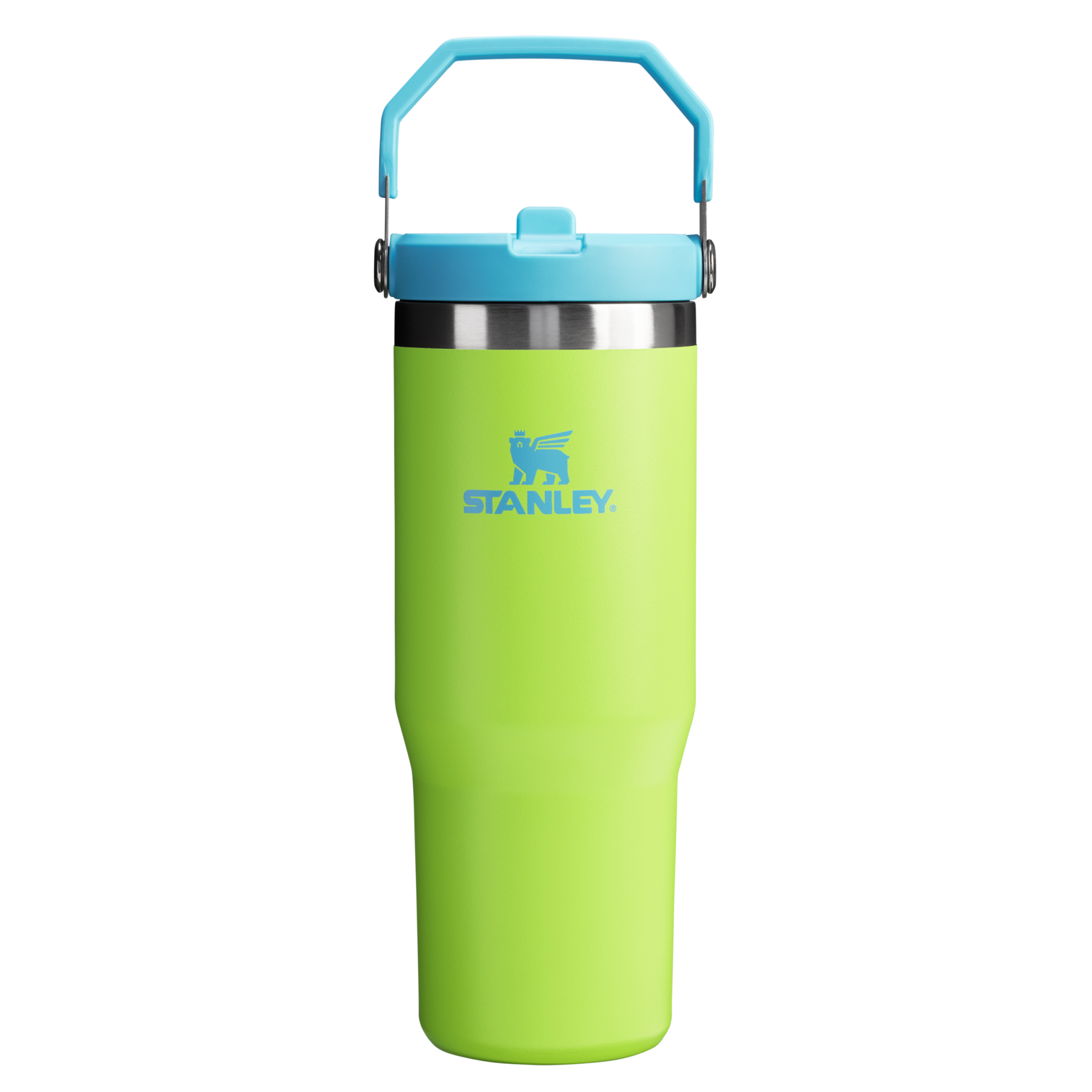 Stanley 30 OZ IceFlow Flip Straw Stainless Steel Tumbler In Bright Lime Green