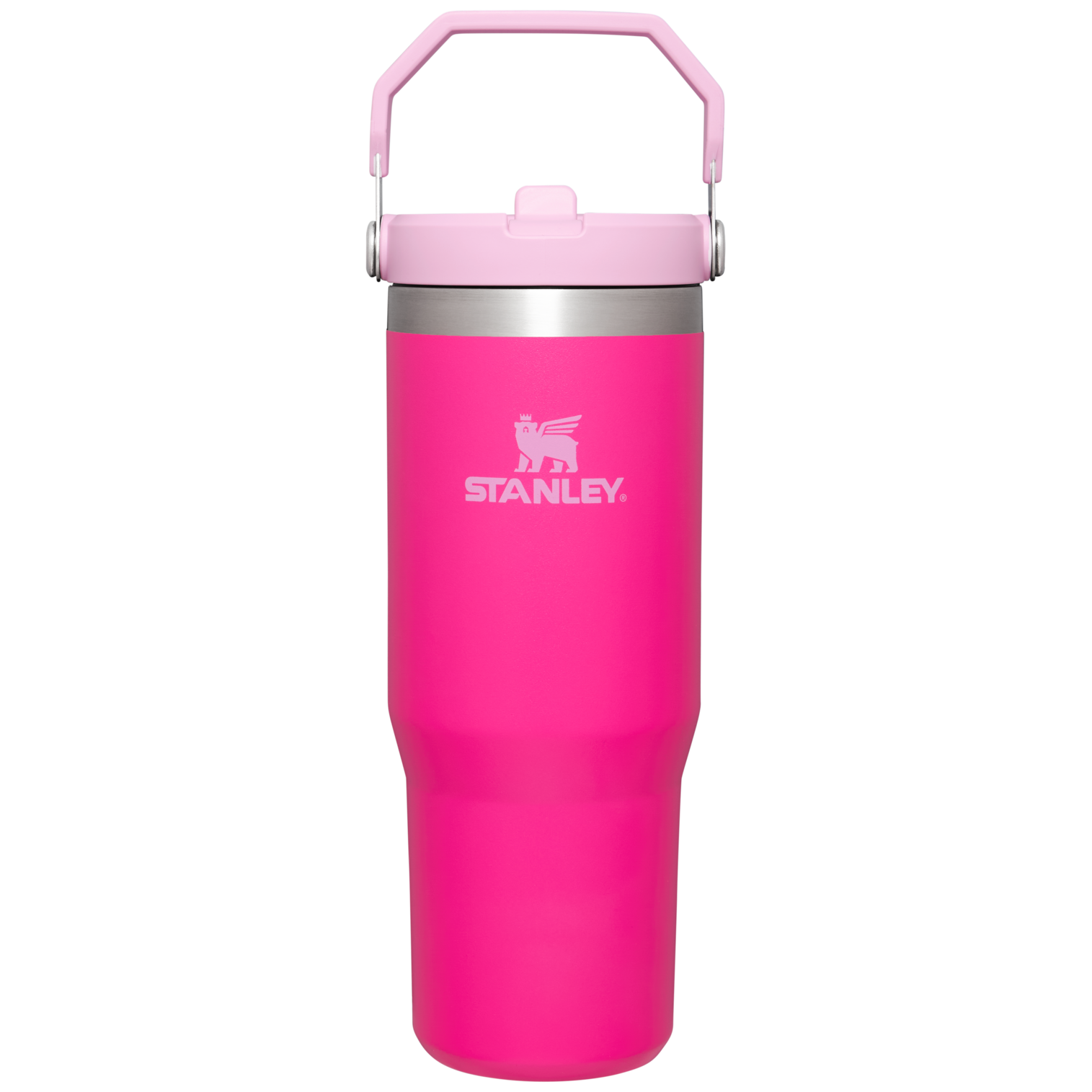 Stanley 30 OZ IceFlow Flip Straw Stainless Steel Tumbler In Camelia Pink