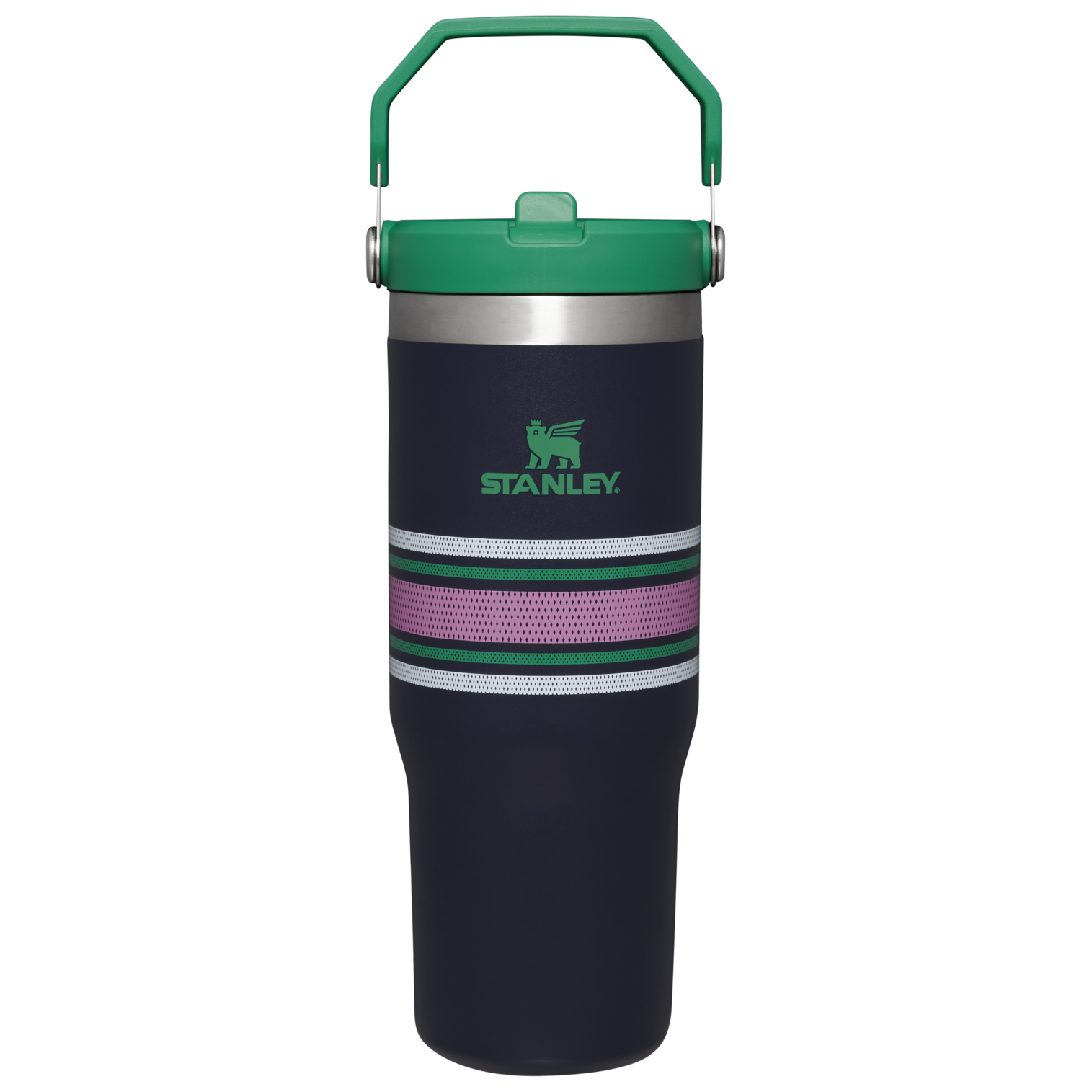 Stanley 30 OZ IceFlow Flip Straw Stainless Steel Tumbler In Navy Mesh