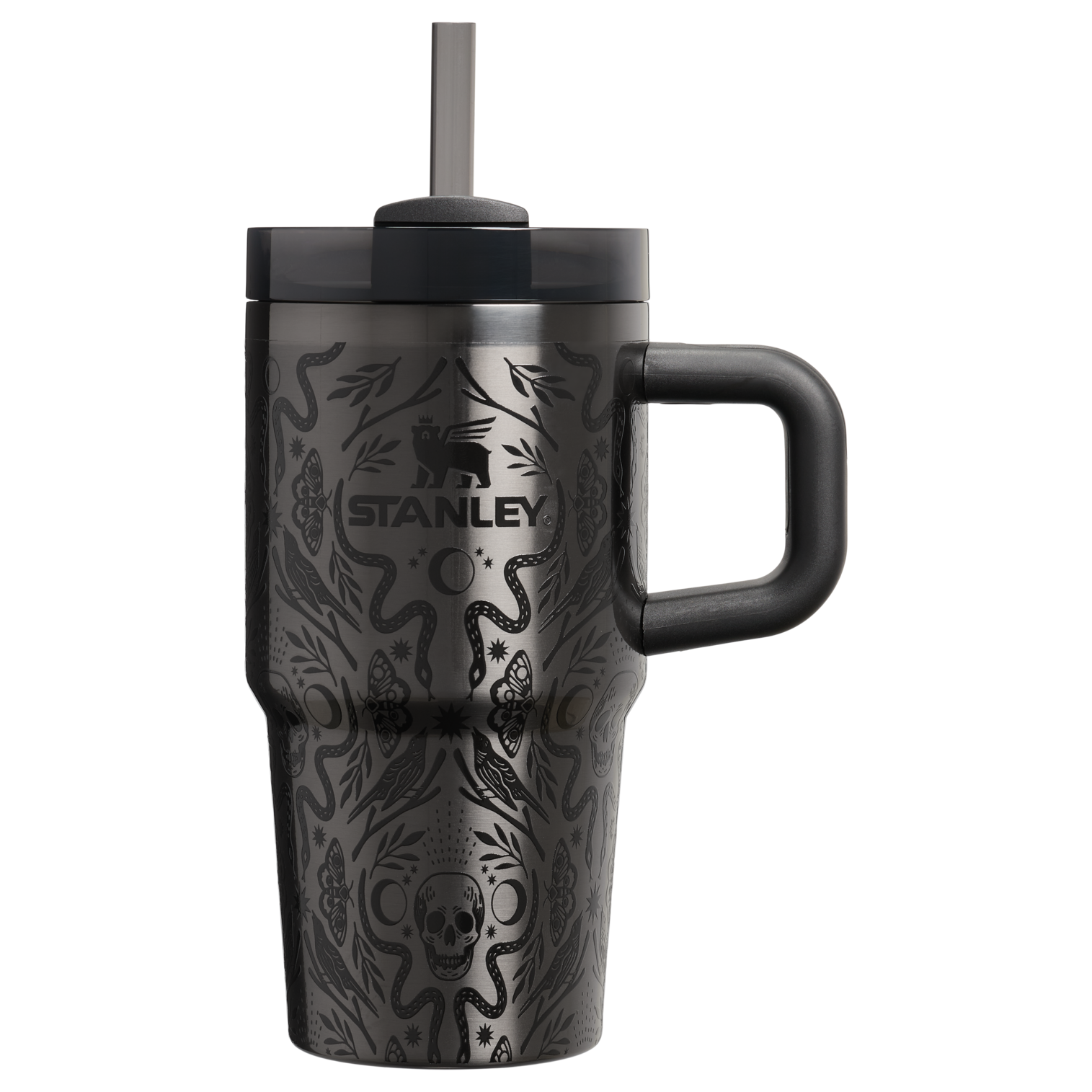 Stanley 20 Ounce Halloween Tumbler With Straw & Handle In Deadly Damask Black